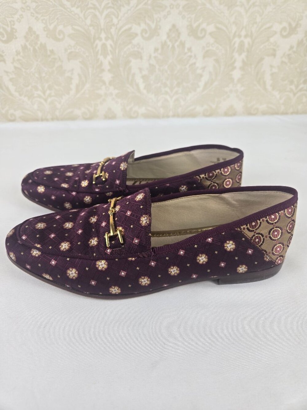 Sam Edleman Size 9M Womens Lorranie Loafer Purple Patterned Gold Bit Hardware